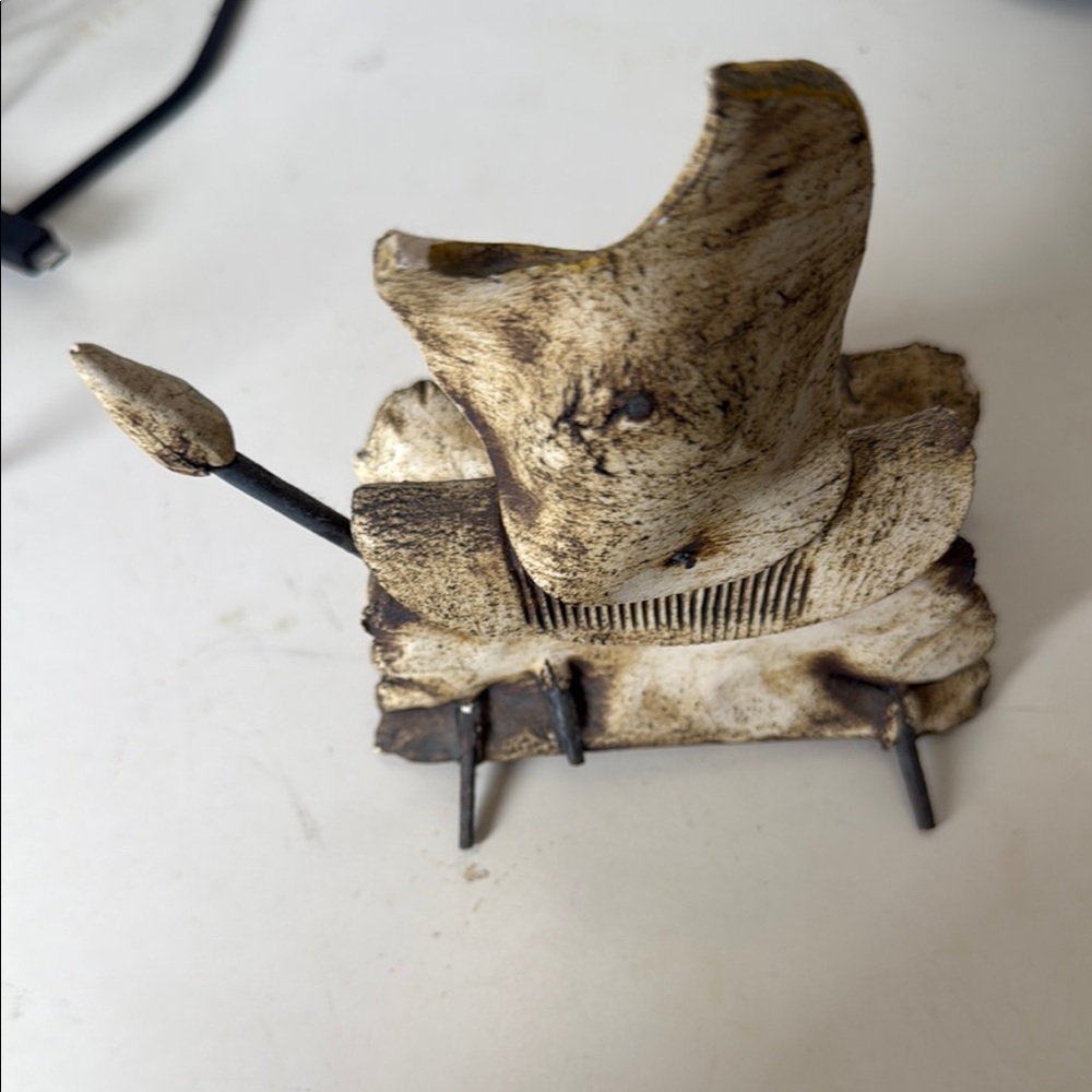 Rustic Warrior Sculpture - Yellow and Brown - Picture 6 of 10